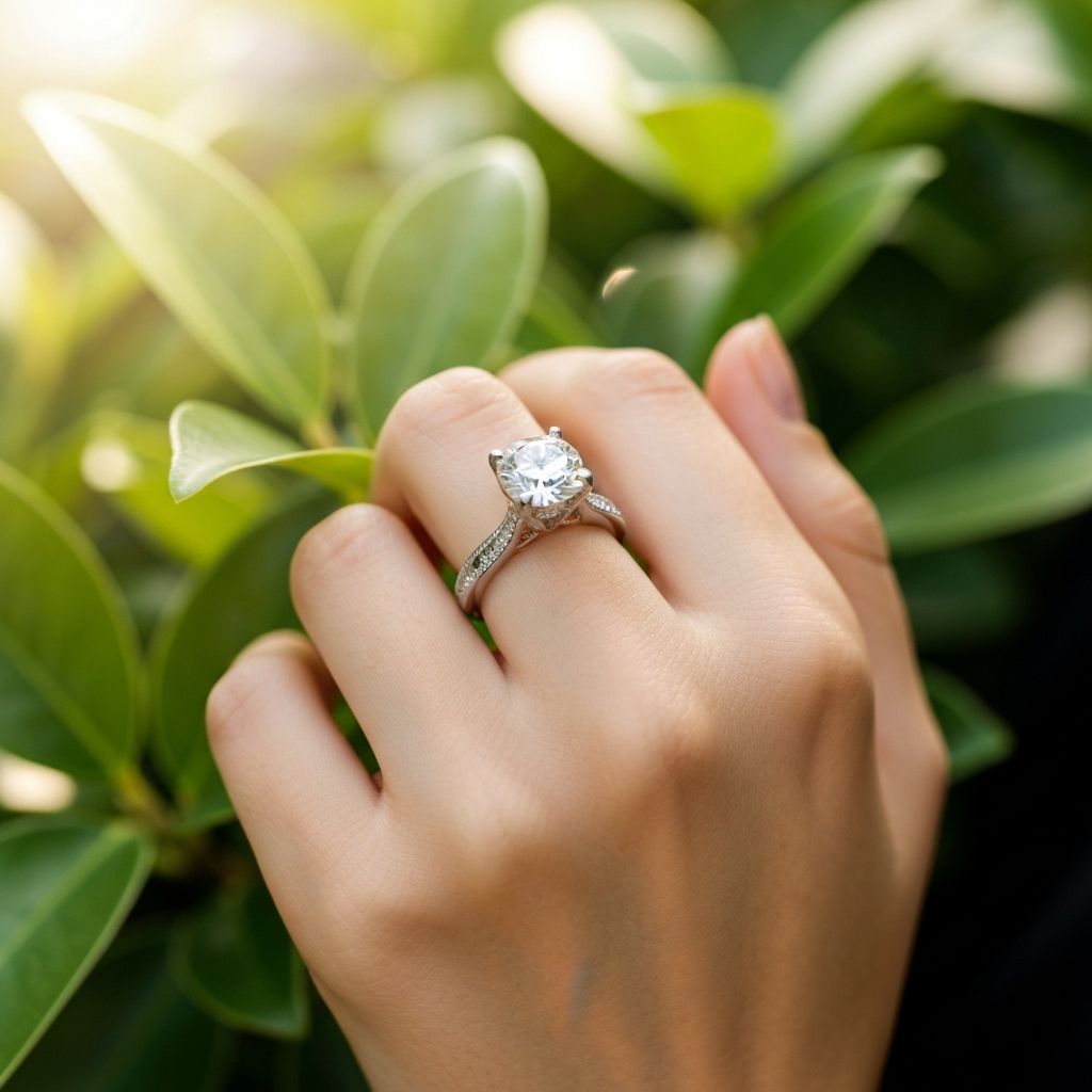 Close up of engagement ring