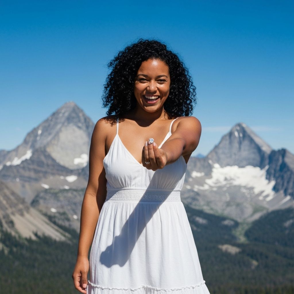 Showing the engagement ring